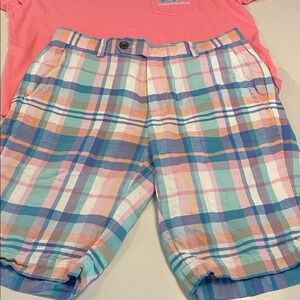 Men’s Baird McNutt Vineyard Vines Pastel Plaid Bermuda Shorts 30” waist